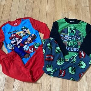 Set of 2 Boys Size 10/12 Fleece Pajama Sets